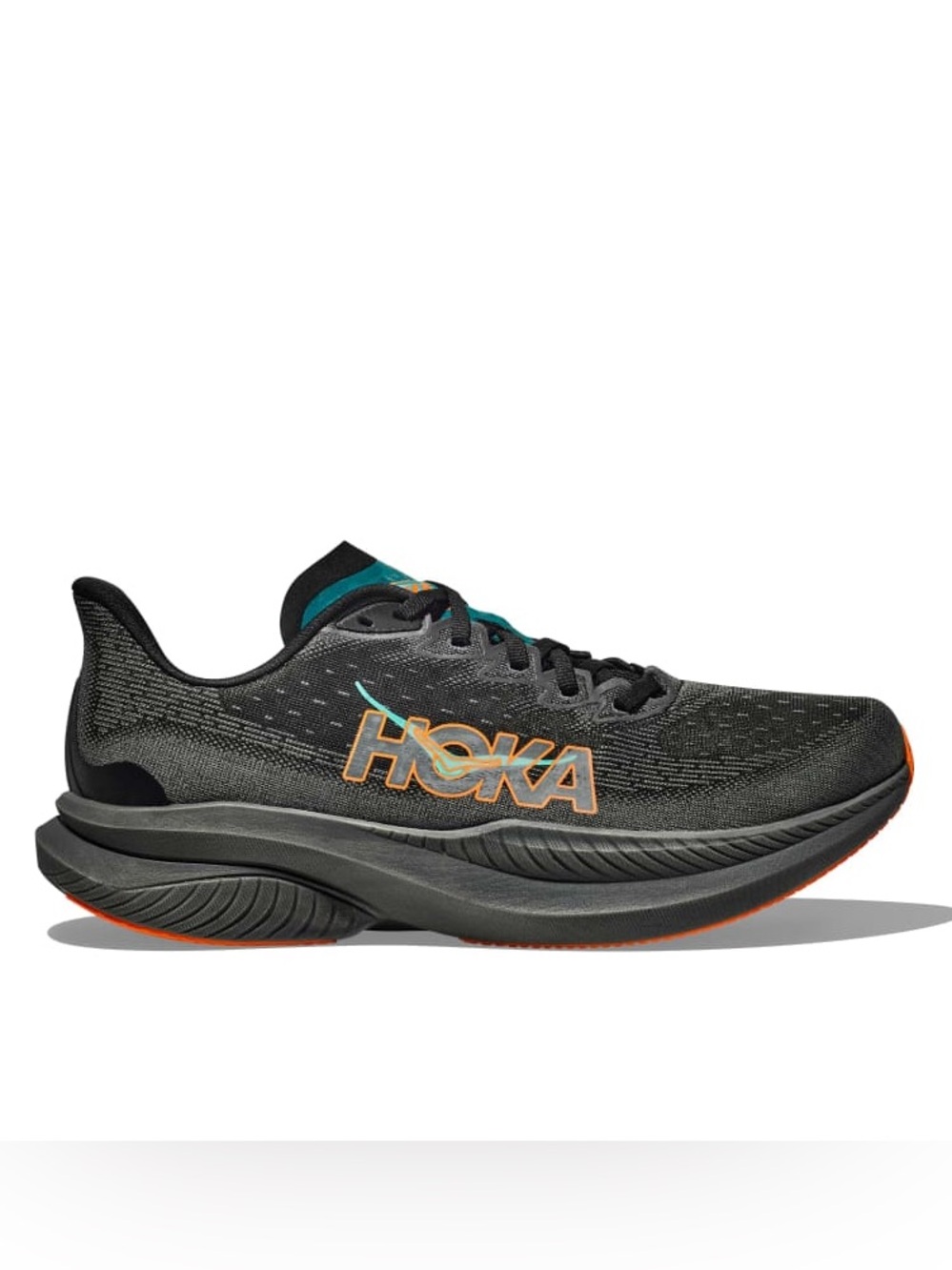 HOKA MACH 6 BLACK TANGERINE RUNNING SHOES